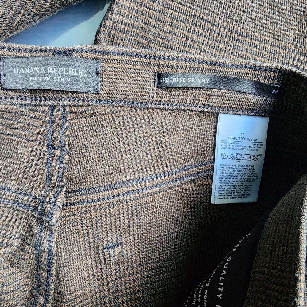 Banana Republic Mid-Rise Skinny Plaid Pants - Size 26 - Picture 3 of 5